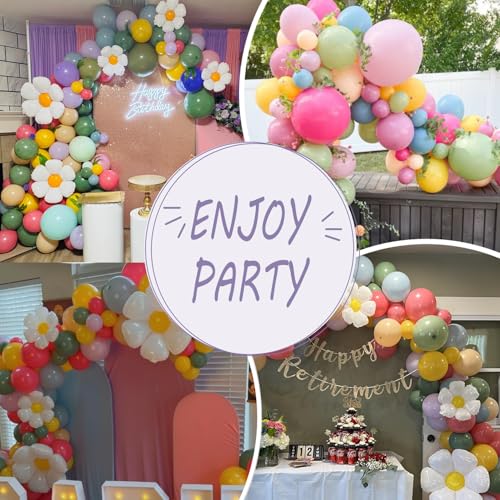 Daisy Flower Balloon Arch Kit 137PCS Pink and Green Yellow WildFlower Balloons for Wild Flower Baby in Bloom Baby Shower S...