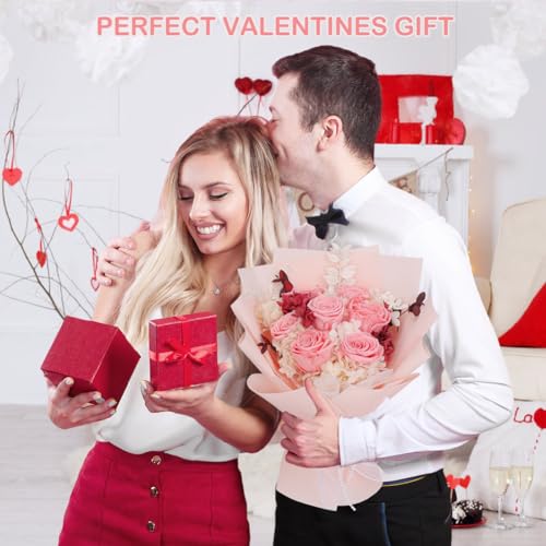 Preserved Flowers Bouquet, Pink Rose Flowers Gift for Valentine's Day, Mother's Day, Anniversary, Birthday (Pink)