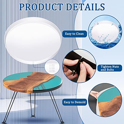 Lallisa 24 Inch Extra Large Resin Table Molds Round Epoxy Resin Molds Set with Metal Frame 3 Hairpin Legs for Table Epoxy ...
