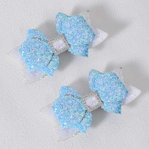 Glitter Hair Bow Clips 3.5 Inch Sweet Hairpins Girls Teens Sparkly Hair Accessories for School Birthday Holiday Party Deco...