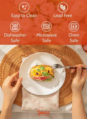 Sweese Porcelain 7.8 Inch Dessert Plates Set of 6 - White Salad Plates, Appetizer Plates, Small Plates - Dishwasher, Micro...