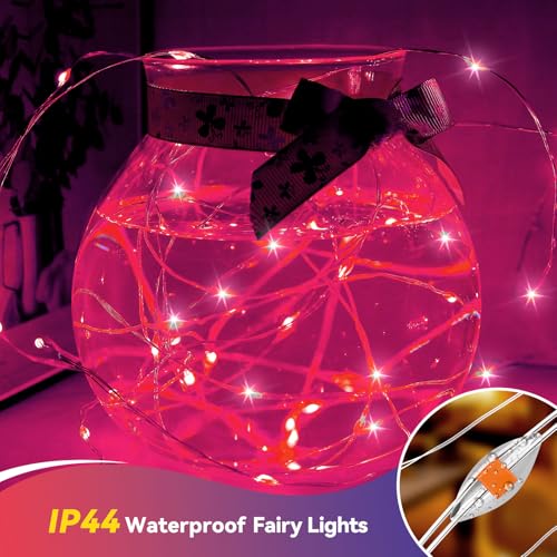LitHome 4 Pack Valentine's Day Pink Fairy Lights Battery Operated, 20 FT 60 LED Valentines Lights Battery Operated 2 Modes...