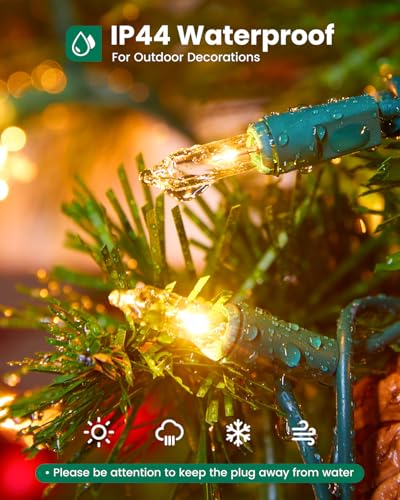 Minetom Clear Christmas String Lights 100 Count 25 Feet Incandescent Bulb Mini Lights for Indoor Xmas Tree Garland Birthda...