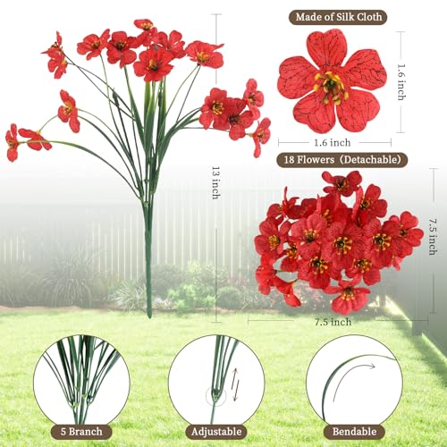 24 Bundles Artificial Flowers for Outdoors/Indoors, Fake Flowers Plants for Indoor Outside Garden Porch Window Box Home We...