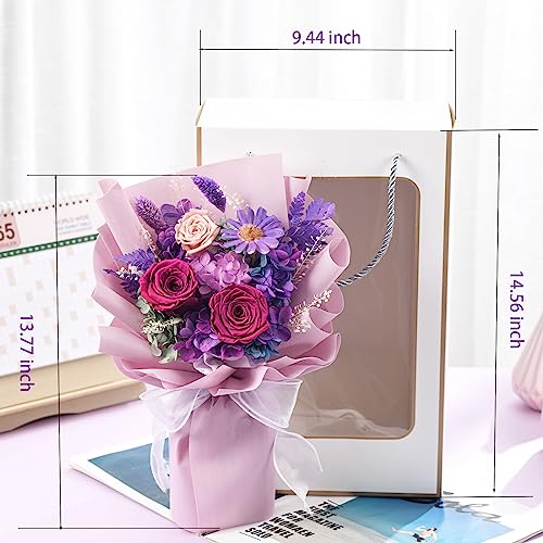 lovenfold Flowers for Delivery,Preserved Flowers Bouquets,Purple Rose Bouquets That Last 1-3 Years,Birthday Flowers Gifts ...