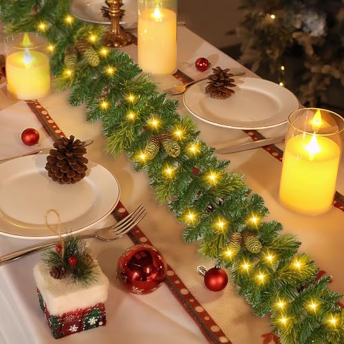 Garvee Pre-Lit White LED Lights Holiday Christmas 6-Piece Set - Tree, Garland, Wreath, Swags, Christmas Decorations Set of 6
