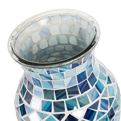 SOUJOY Mosaic Vase, Glass Blue Flower Vases for Centerpieces, Handmade Bud Vase for Wedding Flower Arrangeme, Living Room,...