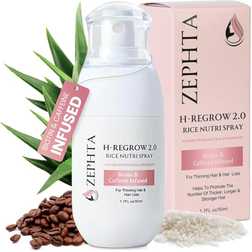 Zephta H-Regrow Hair Growth Spray – With Rice Water, Biotin, Aloe Vera, Caffeine, and Ginger – Hair Growth Product for Men...