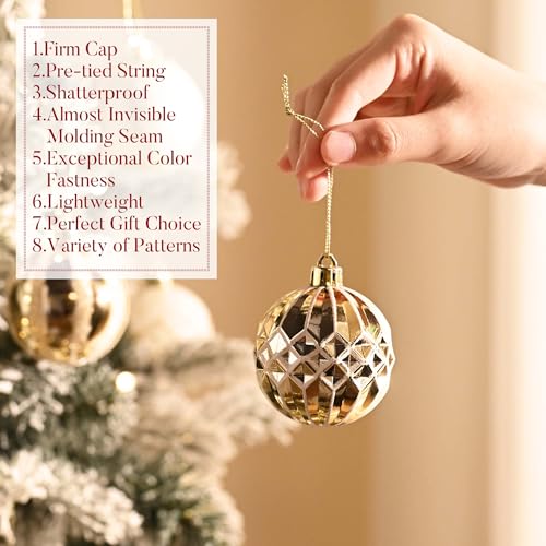 Valery Madelyn Christmas Ornaments Set, 30ct 2 Inches White and Gold Shatterproof Christmas Tree Decorations Ball Ornament...