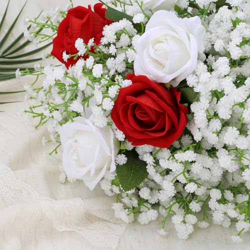 MERIXMAS Babys Breath Artificial Flowers, Real Touch Babys Breath Flowers Artificial Bulk for Wedding Decor, White Fake Fl...