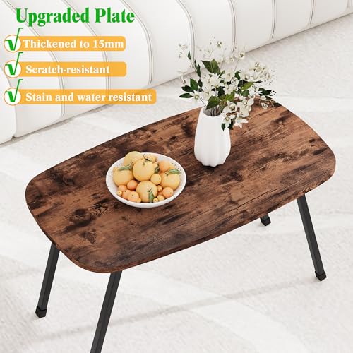 MUZERUL Folding Coffee Table Rustic Small Coffee Tables,Foldable Portable Table for Small Spaces,Rectangular Mid Century C...