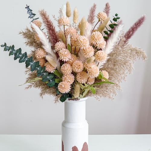 RoseTalk Simulation Flower Decor Luxury Faux Flower Arrangements – Realistic Artificial Flowers with Beige & White Peonie...