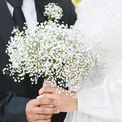 Artflower Babys Breath Artificial Flowers, 12Pcs Baby Breath Flowers Artificial Bulk, Fake White Gypsophila Babies Breath ...
