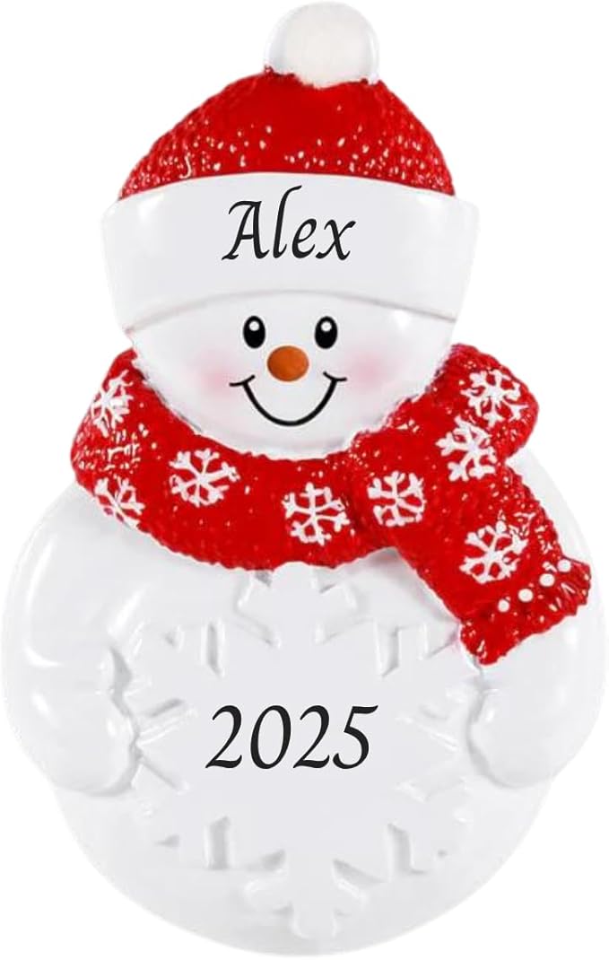 2025 Snowman Kids Personalized Christmas Ornament – Custom Resin Ornament with Child’s Name – Cute Holiday Keepsake for Bo...