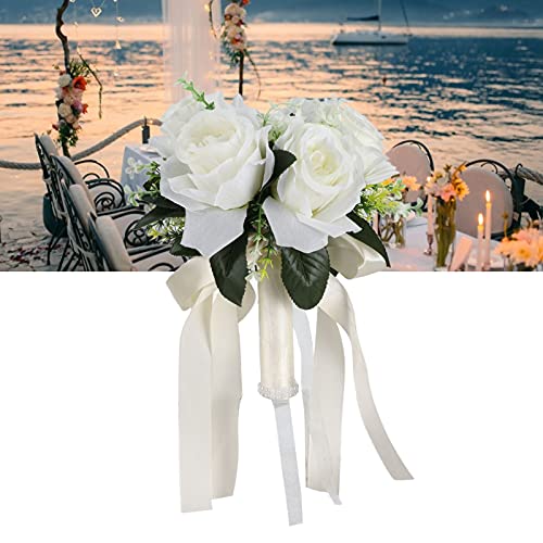 Horoper Wedding Bouquets for Bride, White Champagne Artificial Roses Flowers Artificial Bridal Bouquet, Peonies Artificial...
