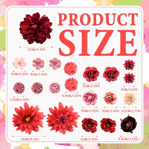 21 Pcs Flower Hair Clips, Silk Fabric Realistic 3D Rose Claw Clip Hairpins for Women Multiple Elegant Designs Boho Wedding...