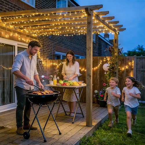 JMEXSUSS 168FT 600 LED Christmas Lights Outdoor Waterproof Clear Wire Indoor String Lights for Outside Warm White Christma...