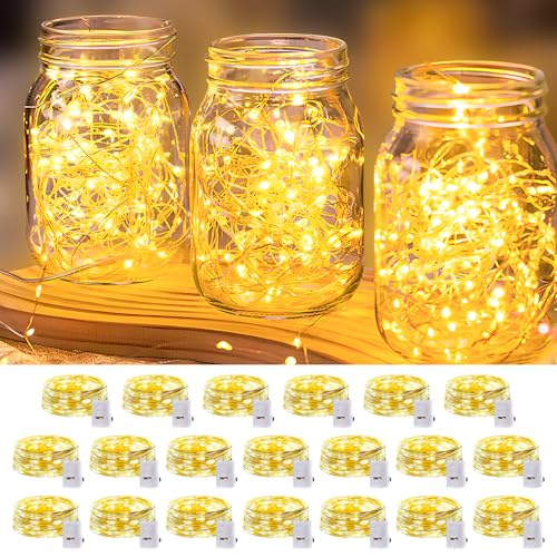 20 Pack LED Fairy Lights Battery Operated,3 Features Blinking Slowly Blinking & just on 7FT 20 LED Waterproof Mini Twinkle...