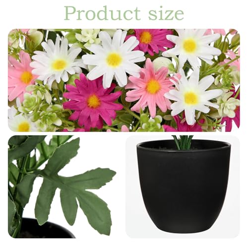Artificial Daisy Flowers in Pot 12 Inch Fake Flowers Silk Daisy Arrangement Faux Plant Flower Decor for Spring Home Decor ...