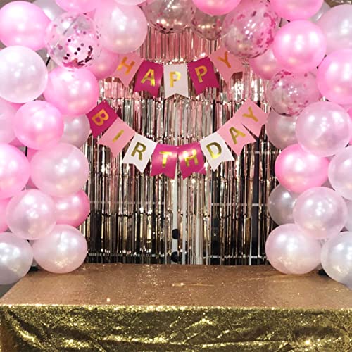 Balloons Pink and White, 60 Packs 12 Inch Light Pink White Balloons with Confetti Balloons for Birthday Party Decorations ...