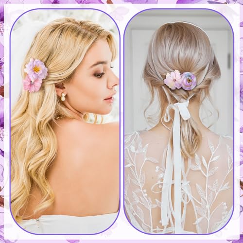 BBTO 21 Pcs Flower Hair Clip Rose Hair Clips Barrettes for Women Flower Accessories Boho Bride Claw Clip Hairpin Brooch Pi...