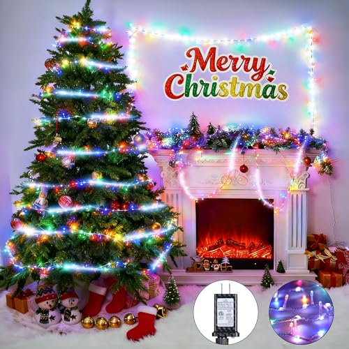 Jyoiat 30FT Christmas Lights - 240 LEDs Water Flowing Multicolor String Lights with 8 Basic Modes + 6 Flowing Modes,Outdoo...