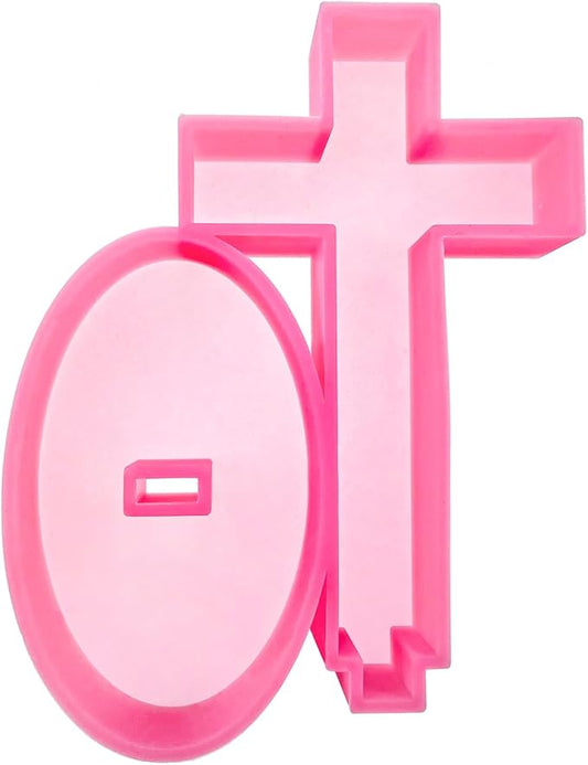 (300 Design Optional) MUBYOK M569 Large Cross with Base Resin Silicone Mold for DIY Art Resin Car Freshie Candles Home Dec...