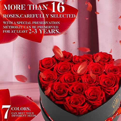 Impouo 16-Piece Preserved Rose Birthday Gifts for Women, Eternal Rose Preserved Flowers for Delivery Prime Mothers' Day, V...