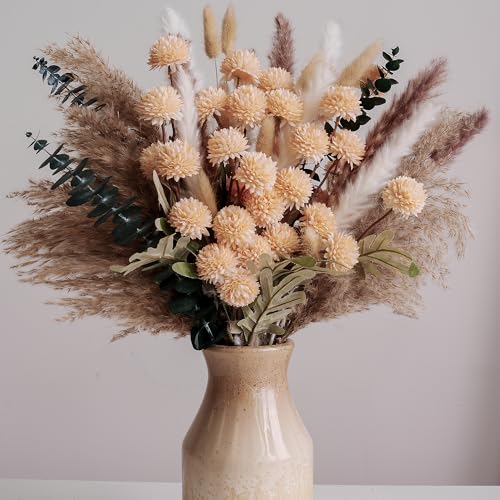 RoseTalk Simulation Flower Decor Luxury Faux Flower Arrangements – Realistic Artificial Flowers with Beige & White Peonie...