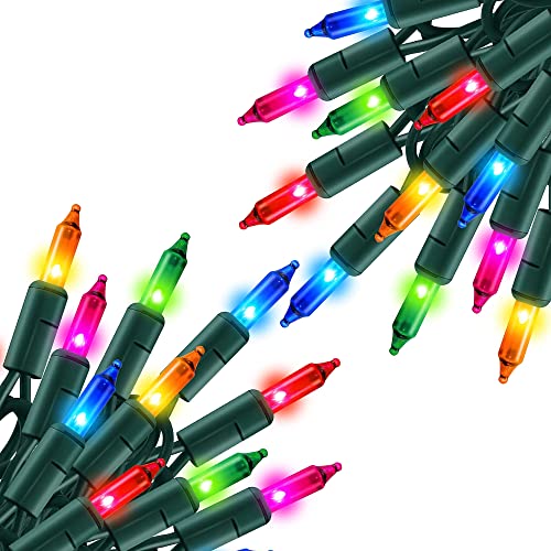 Multi Colored Christmas Lights, 2 Pack Total 40FT 200 Count Incandescent Christmas Mini Tree String Lights, Waterproof Chr...