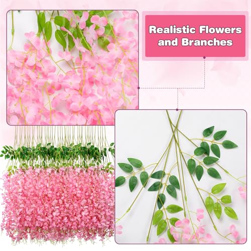 Alotiki Wisteria Hanging Flowers,Fake Hanging Flowers,Wisteria artificiales Garland for Home Wedding Arch Floral Party Gar...