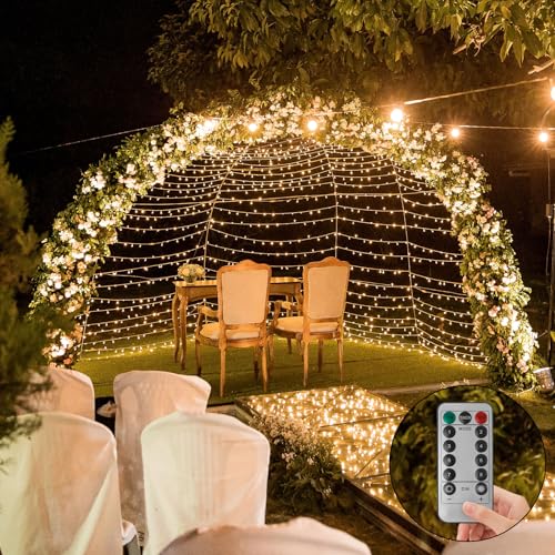 Filltown Christmas Lights Battery Operated, 33Ft 100 LED Warm White Xmas Lights with Auto Timer & 8 Modes, Shatterproof Wa...