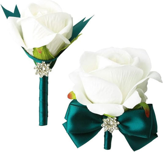 XIANYAGE Wrist Corsage Rose Corsage and Boutonniere Set for Bride Groom Wedding Prom Party Hand Flower Decoration Set of 2...