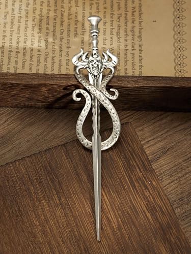 HAQUL Baphomet Head Hairpin, Viking Jewelry Clip Minimalist, Celtic Knot Hair Accessories for Women