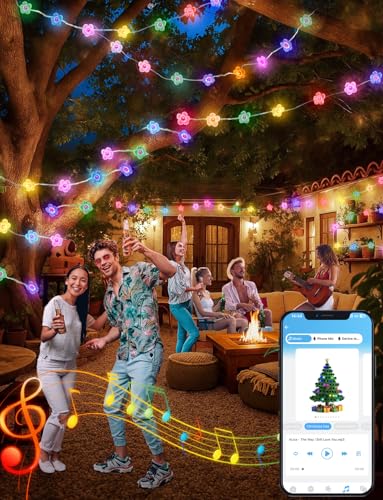echosari Cherry Blossom Flower String Lights, 33ft 16 Million Color Chaning Fairy Lights Plug in APP & Remote Control DIY ...