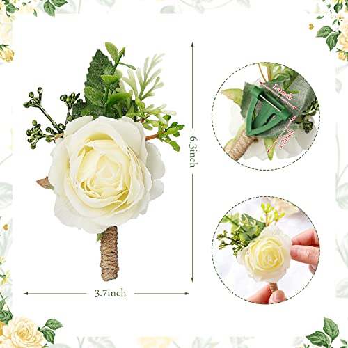 Sherr 20 Pcs Rose Boutonniere for Men Wedding Corsage Rose Groom and Groomsmen Boutonniere with Artificial Flower for Rust...
