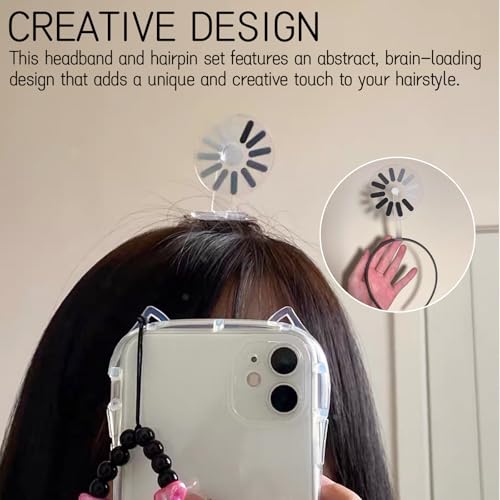 5 Pieces Abstract Brain Loading Creative Headband Hairpin - Rotatable, Humorous Symbol, Funny Mood Expression, Everyday & ...