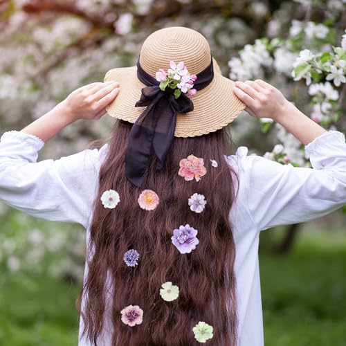 KorViSHOW 41 Pieces Flower Hair Clip Set Floral Pins for Women Girls Bride Handmade Flower Hair Aaccessories for Weeding(Y...