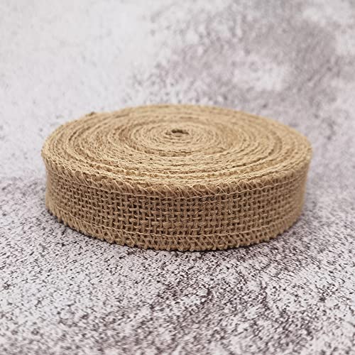 INSPIRELLE 1" Natural Burlap Fabric Roll 10 Yards Jute Ribbon for Gift Wrapping Craft Projects Wedding Decoration Home Dec...
