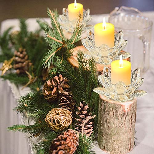 Kolnlala Crystal Lotus Flower Tealight Candle Holders/Glass Tea Light Candlestick Decor Decoration for Christmas Home Wedd...
