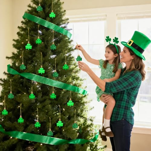 36Pcs St Patricks Day Decorations St Patricks Day Decor Shamrock Ornaments Hanging Tree Decorations Spring Lucky Irish Day...