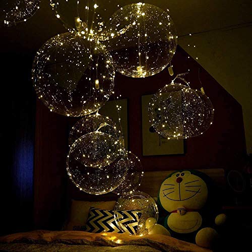 Party Led Balloons, 18 Packs Light Up Balloon Battery Included 3 Meters String Lights Inflated Size 22 Inches Clear Balloo...