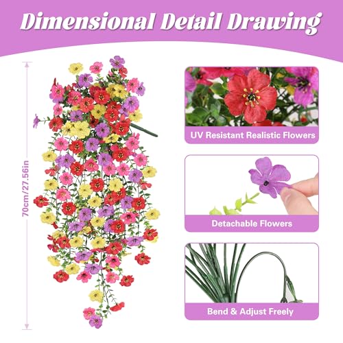 AmberFun Artificial Flowers for Outdoors, UV Resistant 2 Bundles Fake Silk Flowers for Outside, Realistic Faux Plants for ...