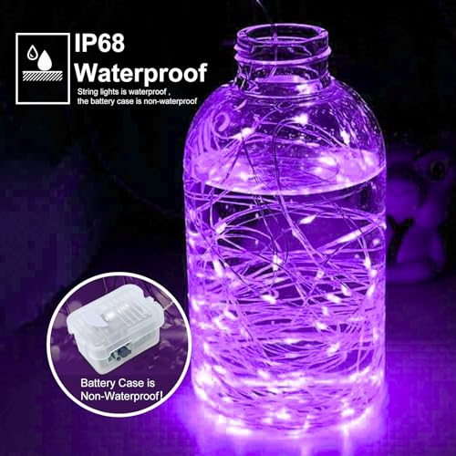 pozzolanas 8 Pack Purple Battery Operated String Lights - 7ft Waterproof Fairy Lights with 20 LEDs for Home, Mason Jar, Pa...