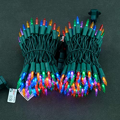 YULETIME Multicolor LED Christmas Lights 200 Count 50 ft, Pack of 2 Strands 25 ft 100 Lights UL Certified String Light Set...