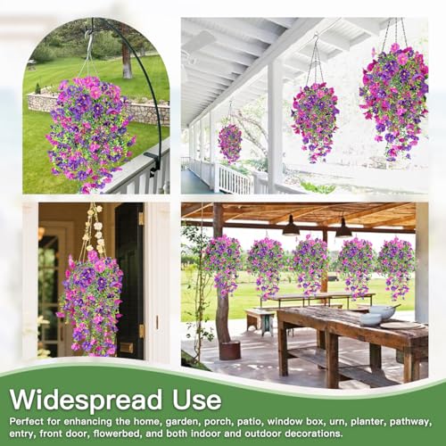 capirosa Artificial Hanging Flowers for Outdoors, 2 Pcs Fake Hanging Plant Summer Fall Decor, UV Resistant No Fade Faux Fl...