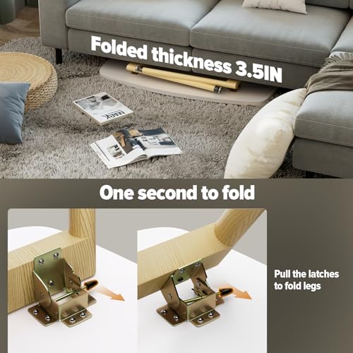 WOHOMO Folding Coffee Table 39.3'' White Coffee Tables for Living Room Portable Simple Modern Rectangular Center Table for...