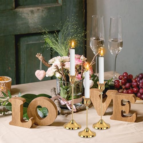 6pcs Gold Candle Holders, Candlestick Holders Taper Candle Holders for Pillar Candles Sticks Holder Decor Halloween Christ...