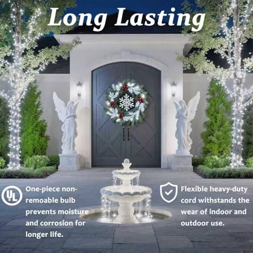 50 Counts Cool White LED Christmas Lights - 25ft Christmas Tree Lights Commercial Grade Outdoor Waterproof, White Wire Coo...