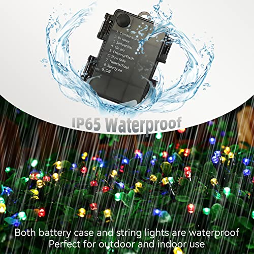Sukesou Battery String Lights Outdoor 33Ft 100 LED Fairy Lights for Indoor Outdoor Waterproof with Remote Timer 8Modes Bat...